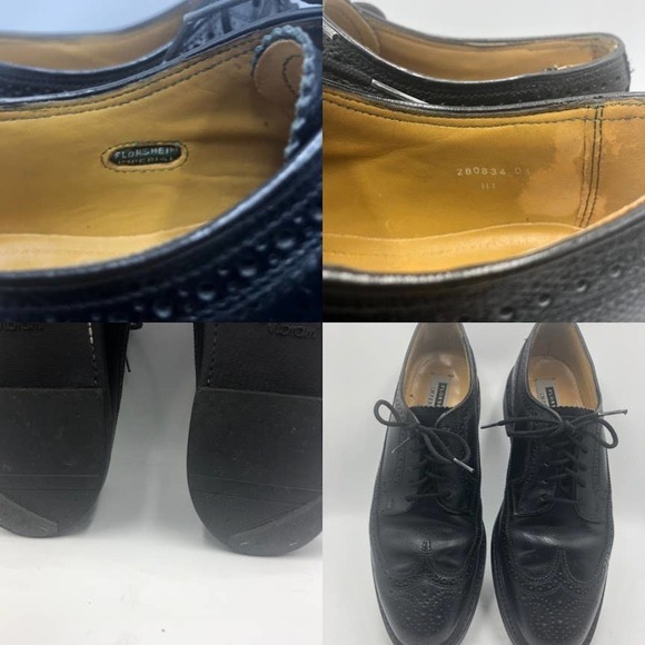 Vintage Florsheim Imperial Men's Black Leather Wing Tip Dress Shoes 9.5D - Picture 12 of 13